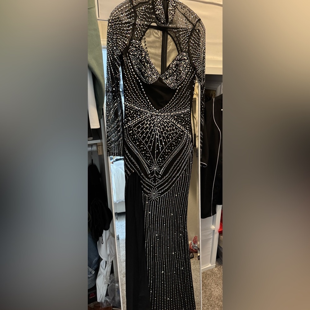 Elegant Black and Silver Beaded Gown